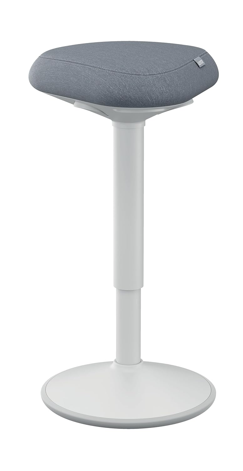 Leitz Ergo Active Standing Stool with Unique Dual Density Foam Comfort Cushion, Height Adjustable 57 to 82cm, 100% Post Consumer Recycled Seat Cover, Supports 110kg, Ergo Range,...