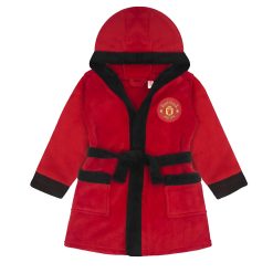 Manchester United Baby Dressing Gown Toddler Robe Hooded Fleece Official Gift