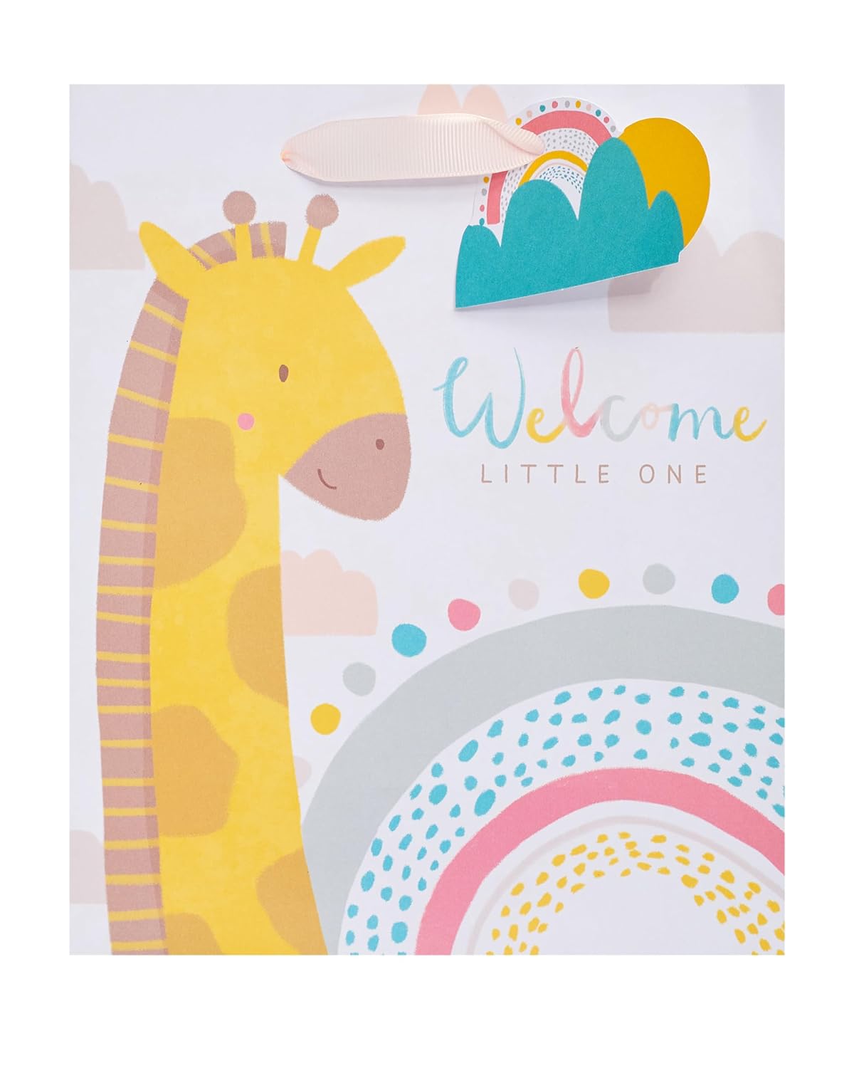 Medium Gift Bag for New Baby Boy or Girl | Party Bags for Presents | Birthdays/Weddings/Christmas | Cute Giraffe Design | 19 x 23 x 8.9 cm