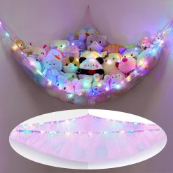 MHJY Toy Hammock for Stuffed Animals Soft Toy Storage Net with LED Light, Cuddly Toys Organizer Holder Large Corner Hanging Net Plush Macrame Kids Bedroom Nursery Furniture Room...