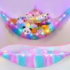 MHJY Toy Hammock for Stuffed Animals Soft Toy Storage Net with LED Light, Cuddly Toys Organizer Holder Large Corner Hanging Net Plush Macrame Kids Bedroom Nursery Furniture Room...