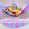 MHJY Toy Hammock for Stuffed Animals Soft Toy Storage Net with LED Light, Cuddly Toys Organizer Holder Large Corner Hanging Net Plush Macrame Kids Bedroom Nursery Furniture Room...