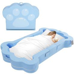 Mmucco Portable Toddler Bed,Foldable Toddler Travel Bed for Kids,Toddler Floor Bed for 1-5,Soft and Safe