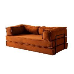 Modern Floor Couch Sleeper Sofa Bed Compression Sofa Cloud Couch Boneless Sofa No Assembly Required For Living Room Bedroom(Brown)