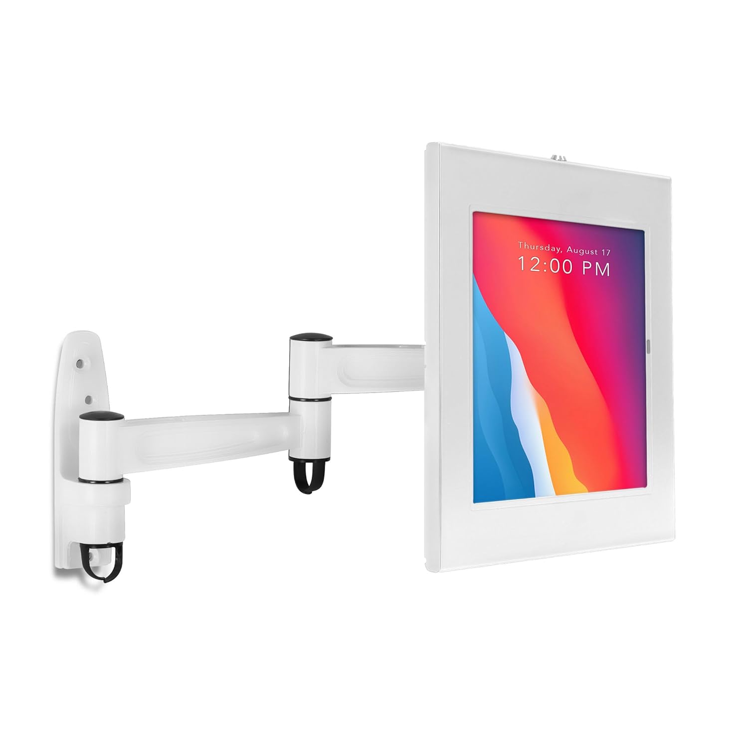 Mount-It! Anti-Theft Tablet Wall Mount - Compatible with iPad 9, 10, Pro 10.5, Air 11 & More - Locking Kiosk, Steel Full Motion, White