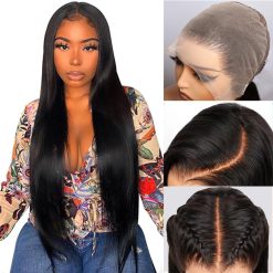 MSGEM 13x6 Full Lace Wigs Straight Lace Frontal Virgin Wigs Human Hair Wig 12A Brazilian 13X6 HD Transparent Lace Front Wigs for Women Natural Black 150% Density 18 Inch