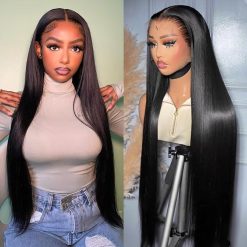 MSGEM 30 Inch MSGEM 13x6 HD Lace Front Wigs Human Hair Silky Straight Human Hair Wigs Glueless Brazilian Virgin Hair Lace Frontal Wig for Women 180 Density Pre Plucked with Baby...