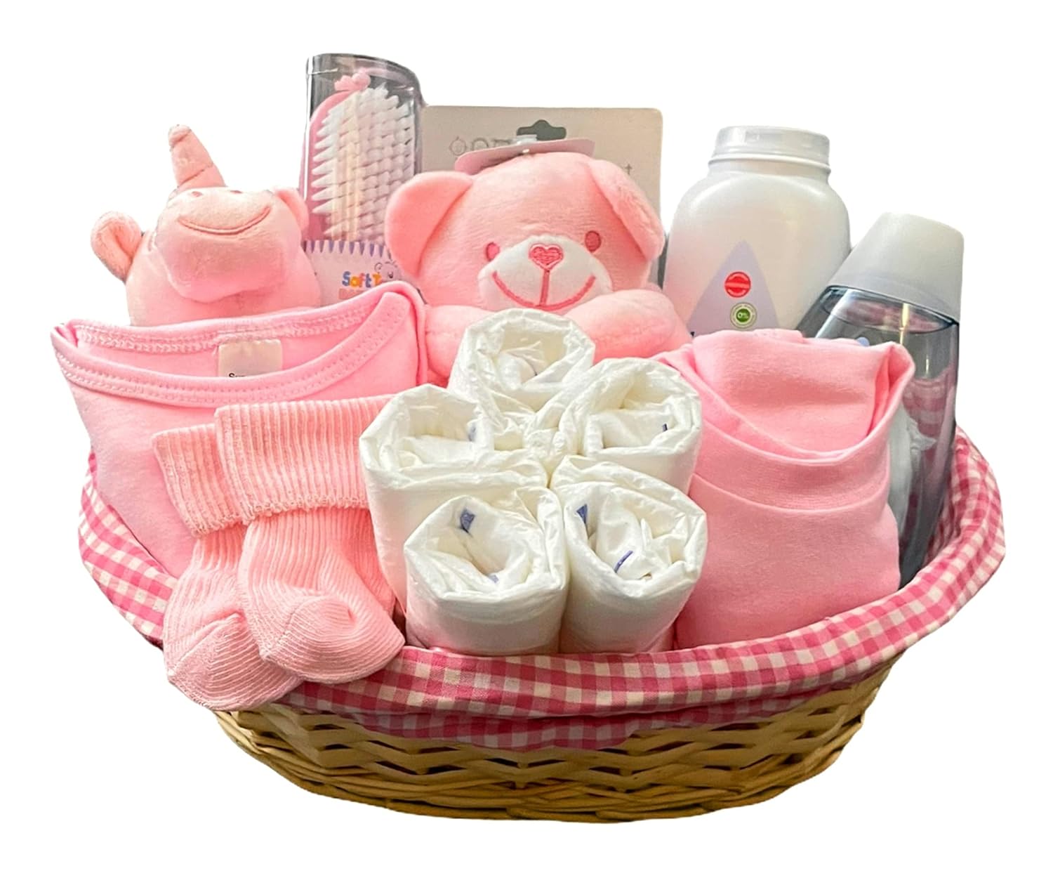 Newborn Baby Girl Gifts Hamper Baby Gift Set with Beautiful Baby Essentials Including Plush Teddy Bear Comforter & Rattle - Perfect for Welcoming a New Baby Girl Gift