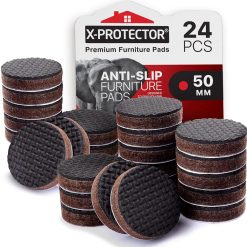 Non-Slip Furniture Pads 24 PCS 50 MM X-Protector - Furniture Feet Pads for Metal Legs - Premium Sofa Feet Protectors for Wooden Floors - Round Floor Protector Pads – Keep your...