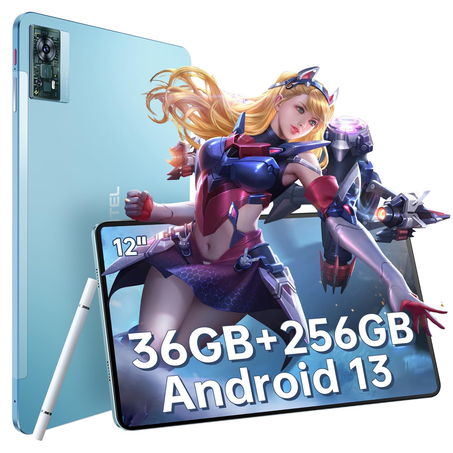 OUKITEL OT5 12 Inch 2K Display - 36GB+256GB 2TB TF Android 13 Gaming Tablet 16MP+8MP, 11000mAh Helio G99 Octa-Core 2.2GHz, 5G WiFi Dual SIM Stylus OTG Blue