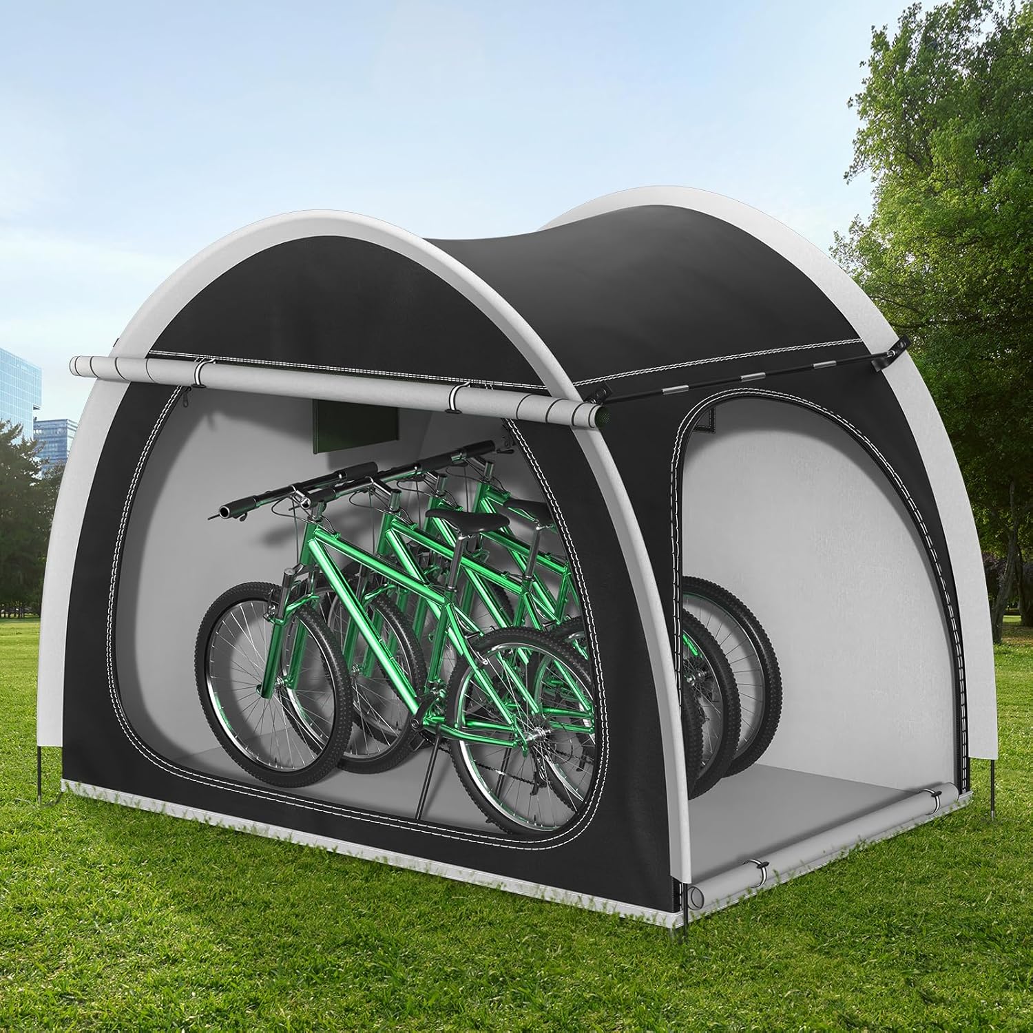 Outdoor Bike Covers Storage Shed Tent, Oversized Bike Storage Tent for 3-4 Bikes, Portable Foldable Garage/Garden Storage Tent, Waterproof Anti-uv Outdoor Bicycle Cover