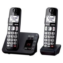 Panasonic KX-TGE822EB Digital Cordless Phone About 40 minutes Answering Machine with Nuisance Call Block and Dedicated Key, Amplified Sound Double