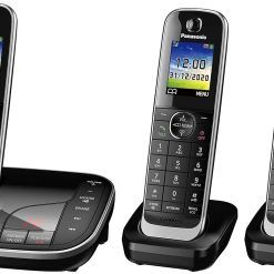 Panasonic KX-TGJ323EB Landline Phone Cordless, House phones, Nuisance Call Blocker, Answer machine, Colour Display, Triple Handset - Black