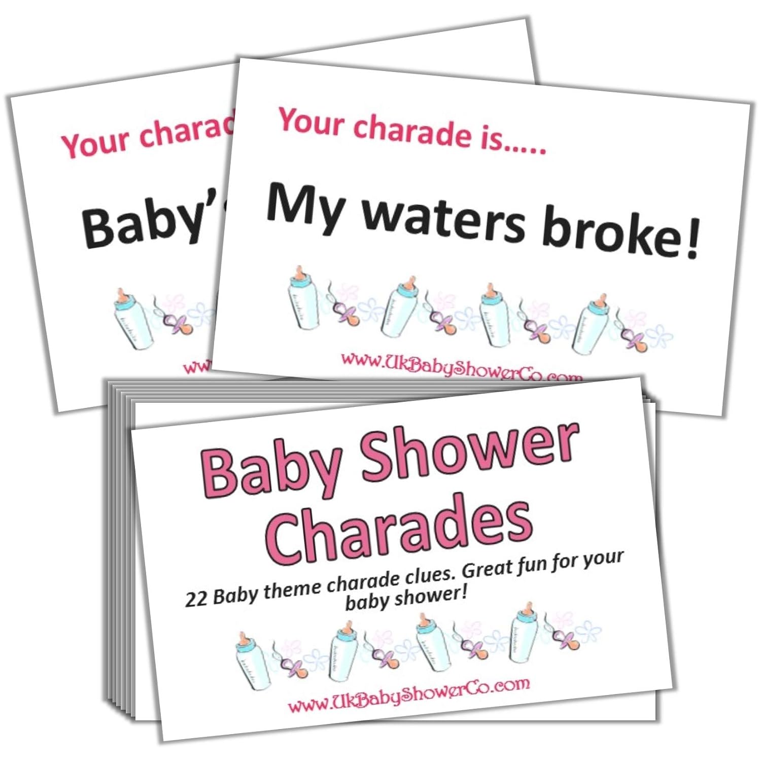 Parties - Baby Shower Party Game - Charades (Pink)