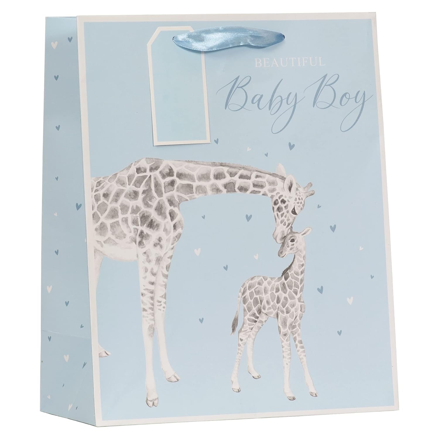 Partisan Products Blue Giraffe Baby Boy Gift Bag With Gift Tag Newborn Baby Shower Large
