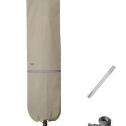Patio Umbrella Cover with Rod for 7 to 11 Ft Umbrellas & 15 Ft Double-Sided Umbrellas, Fade Resistant, Protective Waterproof Cover with Zipper Desert Khaki