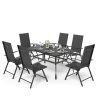 PHI VILLA 6+1 Garden Table and Chairs Set of 6 Patio Seating Folding Chair 6X Adjustable with 7 Seating Positions and Metal Dinning Table Garden Furniture Sets Weather-resistant