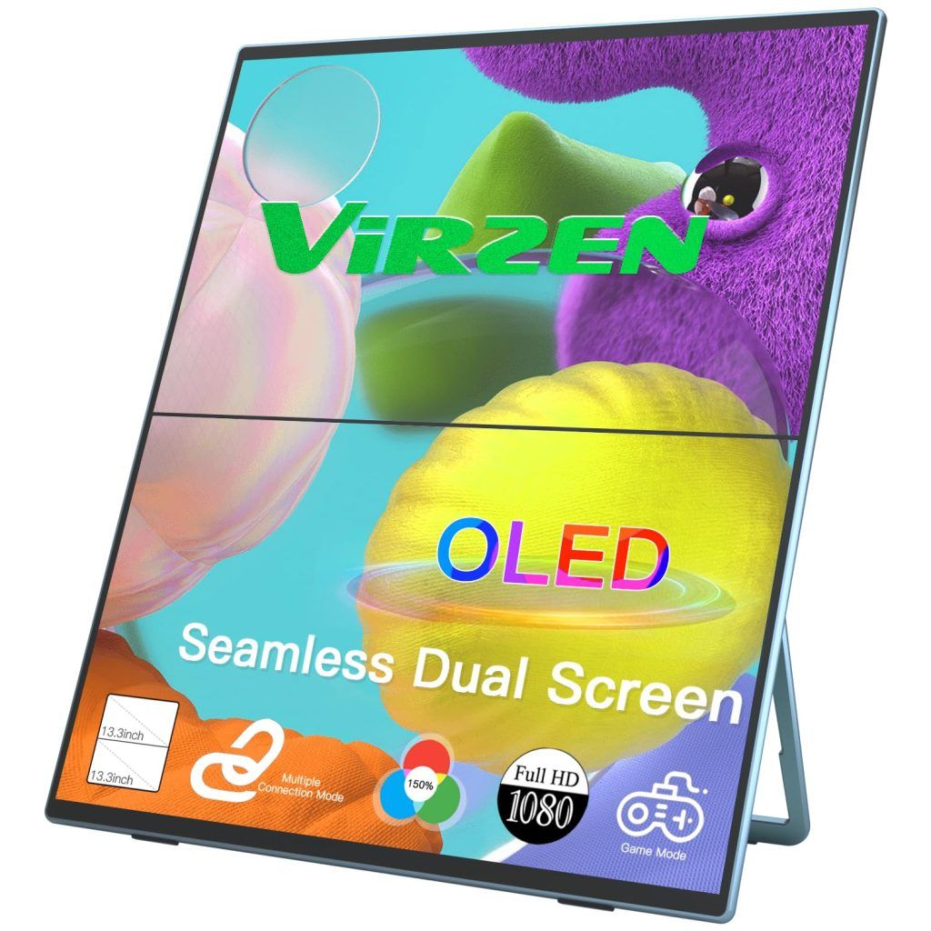 Double Screening Portable Monitor OLED Stacked Dual Screen All-in One Seamless 1080P 13. ...
