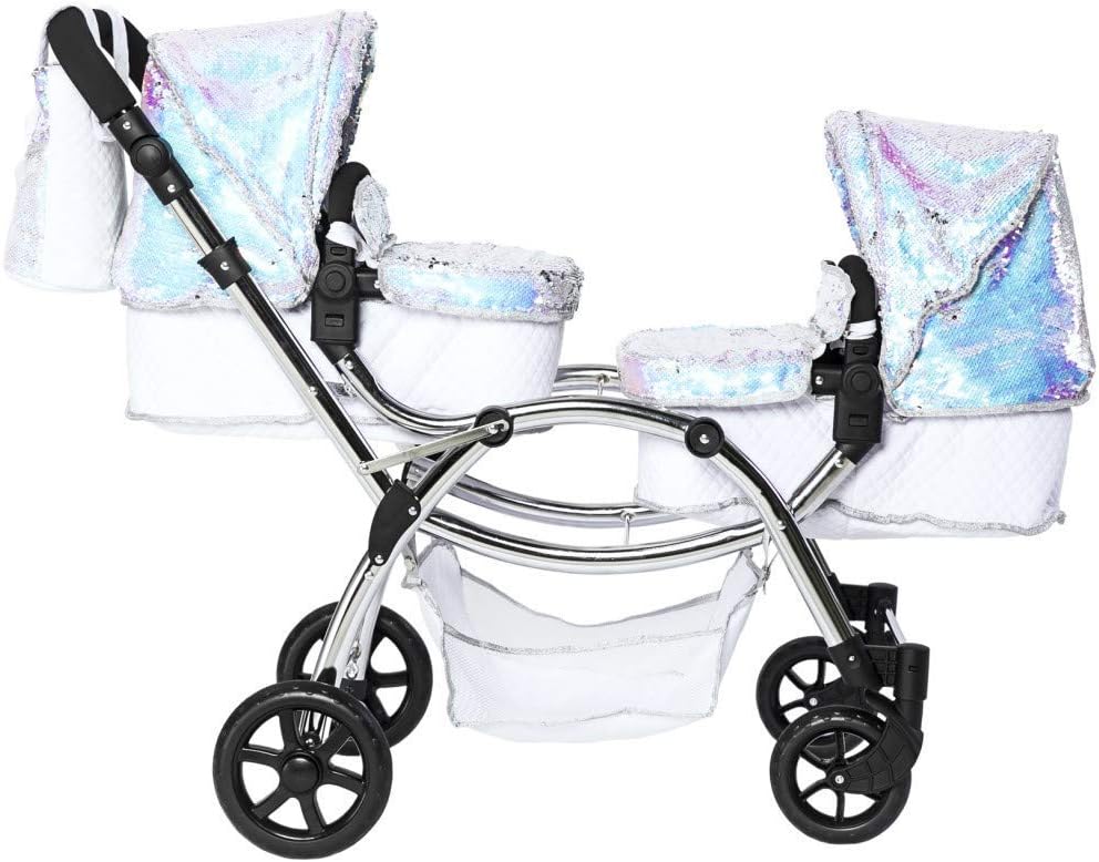Roma Amy Childs Polly Sparkle Double Twin Dolls Pram 2 in 1 Stroller & Carry Cot - Mermaid 3-16 years