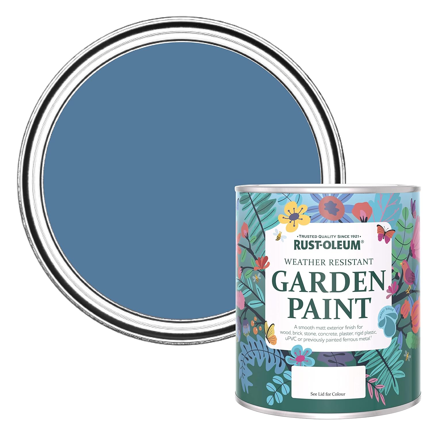 Rust-Oleum Blue Mould Resistant Garden Paint in Matt Finish - Blue Silk 750ml