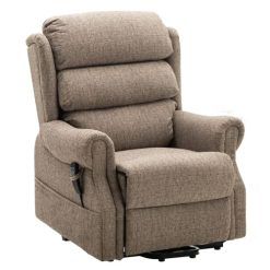 Salisbury Dual Motor Riser Recliner Arm Chair In Lisbon Mocha Fabric with Free 5 Year Warranty