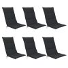 Set of 4 Outdoor Garden Chair Cushions with Backs High 120x50x6 cm - Anthracite Seat Cushions for Garden Chairs Patio Furniture Recliner Rattan - Soft Foam Core - Base HL