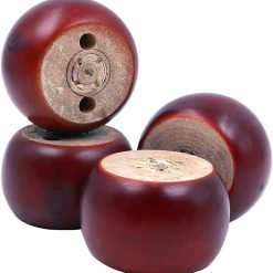 Shiwaki Pack of 4 Red-brown Furniture Legs Wooden Round Bun Feet 3in Dia 2in Tall Replacement for Sofa, Chair, Loveseat, Dresser Foot