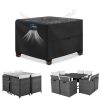 SIRUITON 200x200x90cm Cube Garden Furniture Cover, Rattan Cube Set Cover Waterproof, Heavy Duty 420D Oxford Fabric Patio Garden Table Cover with Air Vent, Square Black