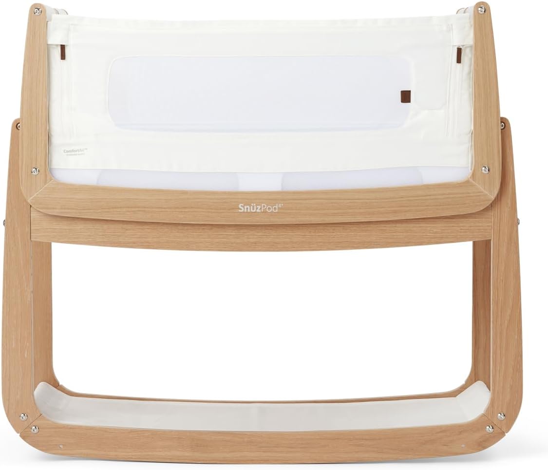 SnuzPod 4 Bedside Crib - Rocking Next to Me Crib with Lift off Bassinet, Lightweight Portable Baby Bed Cot with Zip-Down Wall, 3D Breathable Mattress, 6 Height Settings and...