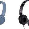 Sony WH-CH520 Wireless Bluetooth Headphones - up to 50 Hours Battery Life with Quick Charge, On-ear style - Blue & MDR-ZX110 Overhead Headphones - Black, BASIC, Pack of 1