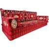 Spirit Home Interiors - Arabic style three seater majlis floor sofa set Bohemian cushions (Double base)