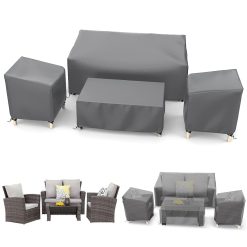 STARTWO Patio Furniture Covers 4 Piece Set Outdoor Furniture Covers Waterproof, Heavy Duty 500D Patio Furniture Set Cover for Chairs, Couch, Table Coffee, Grey