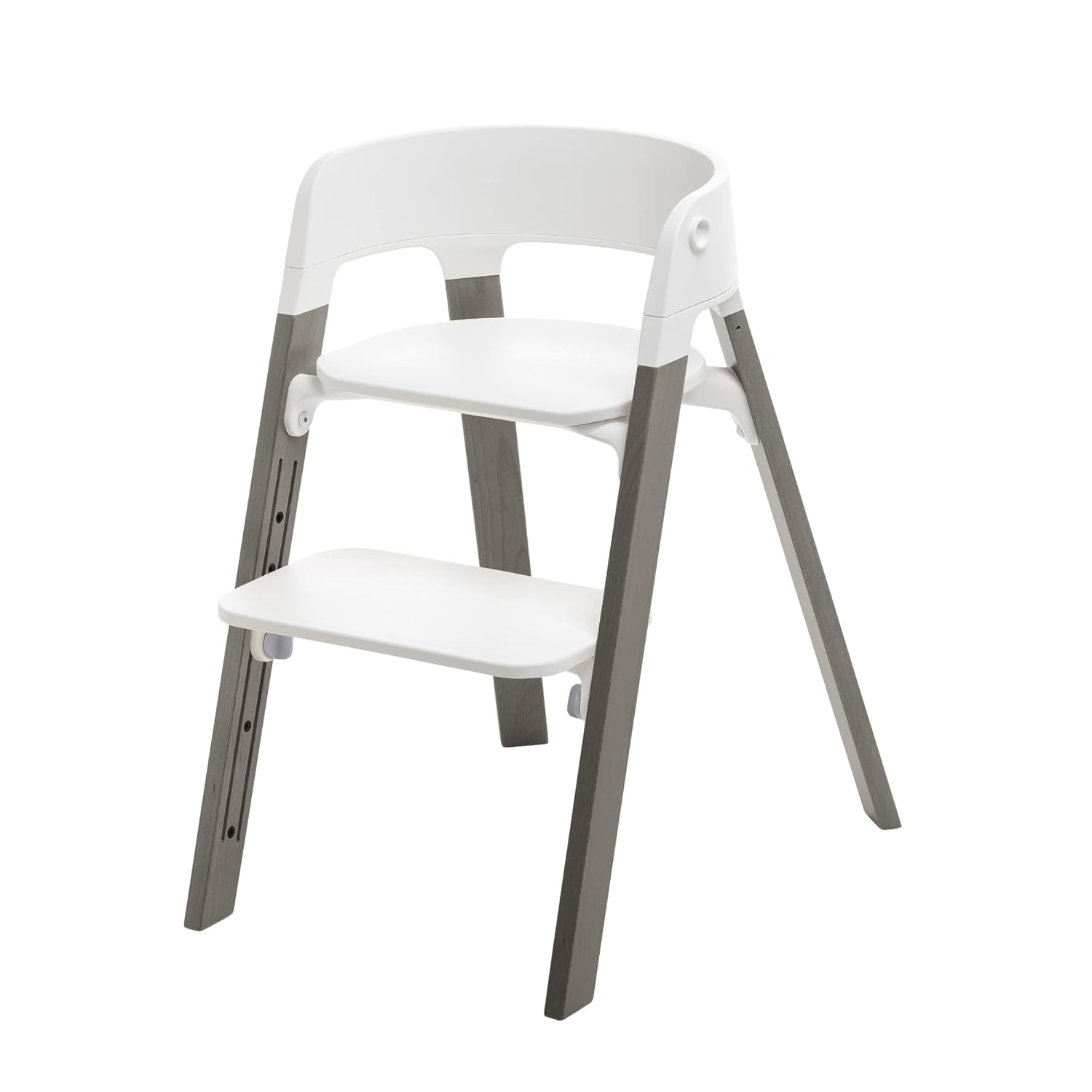 Stokke Steps Chair, Hazy Grey Legs & White Seat - 5-in-1 Seat System - Transform Into Newborn + Toddler High Chair - Use Through Childhood or Up to 85 kg/187 lbs. - Tool-Free,...