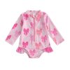 Tollder Girl Rash Guard Swimwear One Piece Long Sleeve Floral Ruffle Zipper Bikini Swimsuit Bathing Suit Beachwear