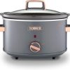 Tower T16042GRY Cavaletto 3.5 Litre Slow Cooker with 3 Heat Settings, Removable Pot and Cool Touch Handles, Grey and Rose Gold