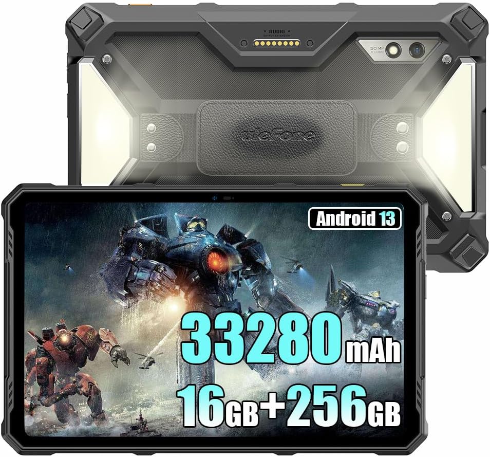 Ulefone Armor PAD 3 Pro Rugged Android 13 Tablet, 16GB+256GB+2TB Expand, 10.36" FHD+ Waterproof, 33280mAh Industrial, 50MP+32MP, IP68, 4G LTE/2.4G+5G WiFi, OTG, GPS, NFC