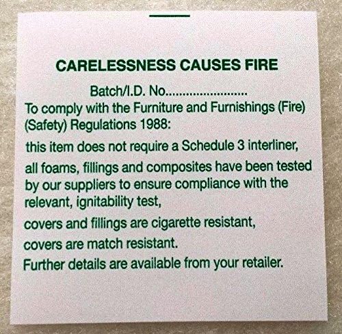 Upholstery/Furniture Sew On Fire Labels (20)