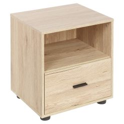 URBNLIVING 1 Oak Drawer Bedside Cabinet
