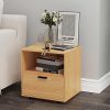 URBNLIVING Drawer Bedside Cabinet (1 Drawer, Beech)