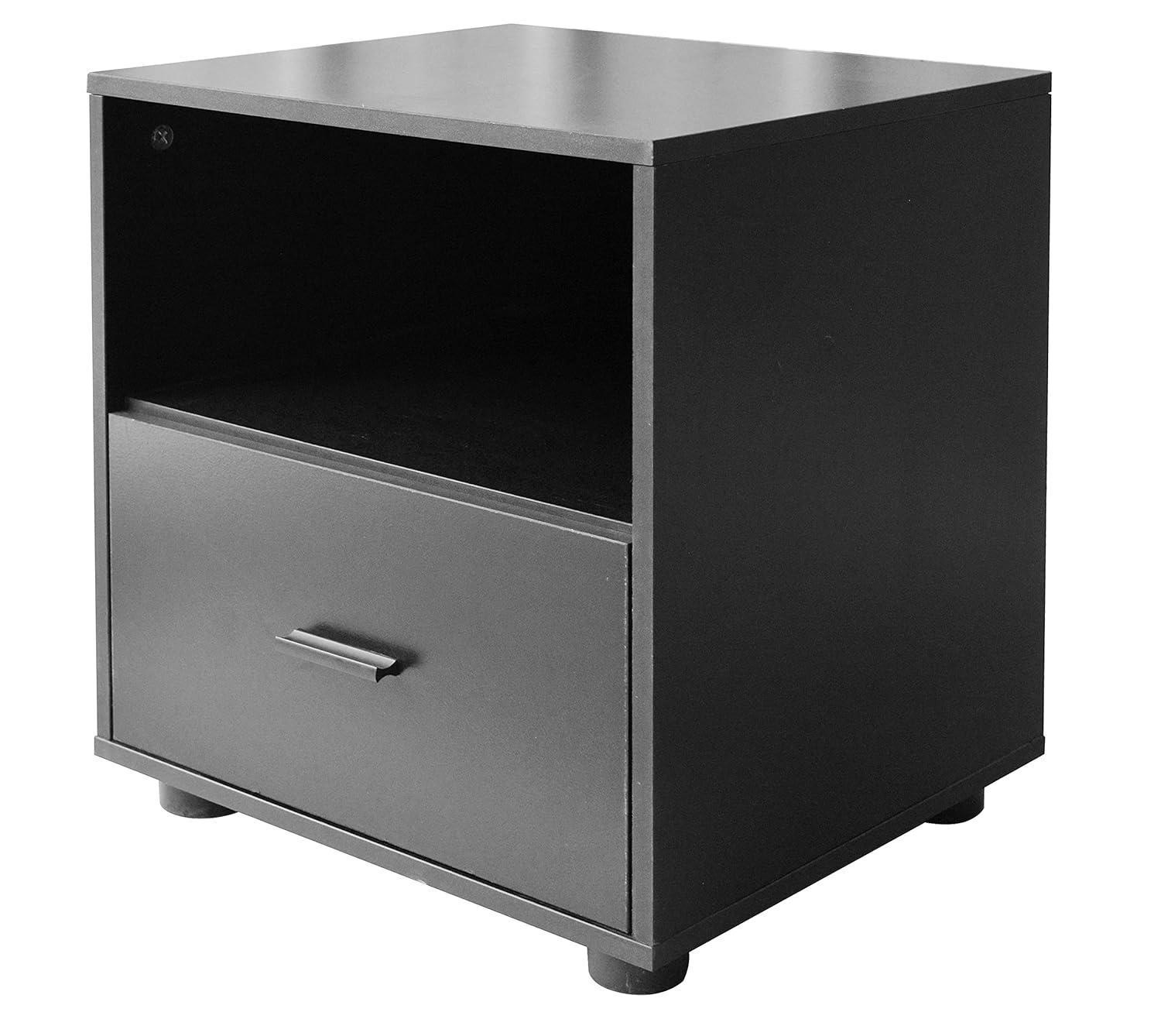 URBNLIVING Drawer Bedside Cabinet (1 Drawer, Matt Black)