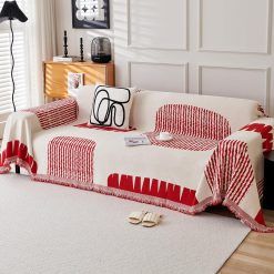 VanderHOME Chenille Blanket Soft Throws for Sofas Washable Blanket for Bed Settees Armchairs, Livingroom 180 * 380cm-Red