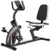 Vanswe Recumbent Exercise Bike 16 Levels Resistance 380 lbs. Recumbent Stationary Bike with Adjustable Seat, Transport Wheels and Bluetooth Connectivity for Seniors Workout