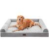 WESTERN HOME Dog Bed Extra Large Orthopedic Dog Beds U-Shaped Dogs Beds Couch for Crate Pet Sofa Bed Washable Waterproof Cover, Egg Foam Grey, 106 x 76 x 19 cm