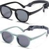 WINDCHASER Baby Sunglasses, 2PCS Toddler Sunglasses with Strap Kids Polarized UV 400 Sun Protection Soft Infant Glasses for 0-36 Months Toddler Newborn Boys Girls