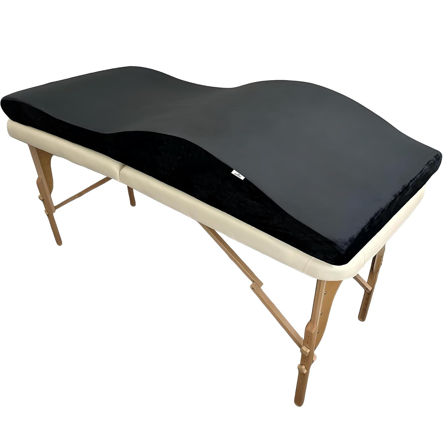 XOLLOZ Curvy Massage Bed Topper | High Density Foam Lash Bed Cushion with Soft Touch Short Plush and Ergonomic Design | Excellent Topper for a Beauty Salon - Black - 23 inch (58...