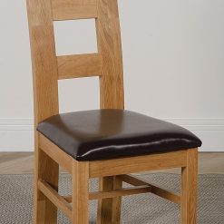 Yale Set of 4 Dining Chairs for Dining Room or Kitchen | Ladder Back Wooden Dining Chairs set of 4 with Braced Oak Legs