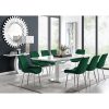 Alezzo Modern High Gloss Extendable Dining Table Set with 8 Luxury Velvet Dining Chairs