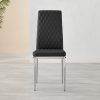Alicia Modern Glass & Wood Finish Dining Table Set with 6 Quilted Faux Leather Dining Chairs