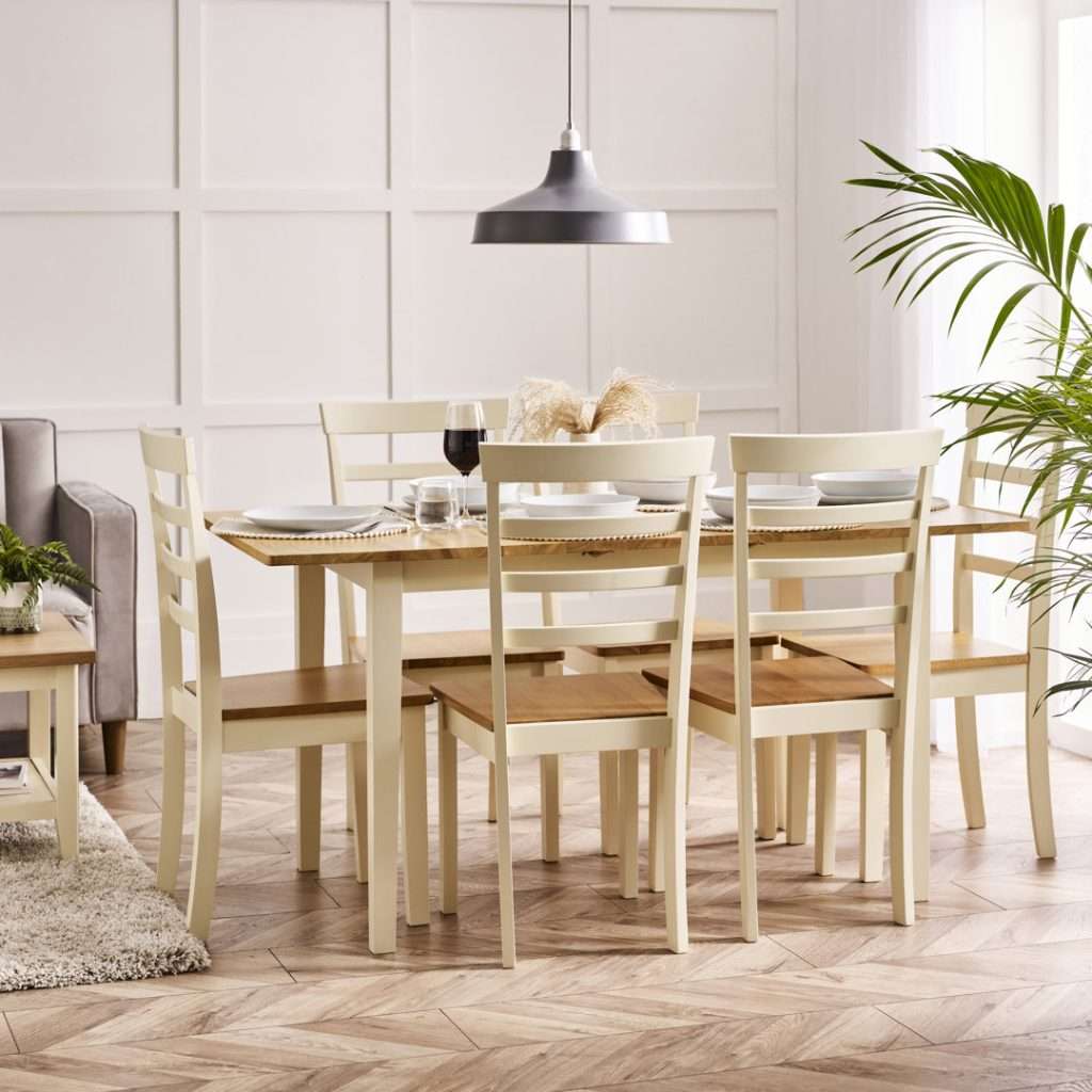 Alissah Solid Wood Farmhouse Extendable Dining Table Set with x6 ...