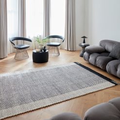 Asiatic Avalon Beige & Black Wool Flatweave Rug - 170x120cm